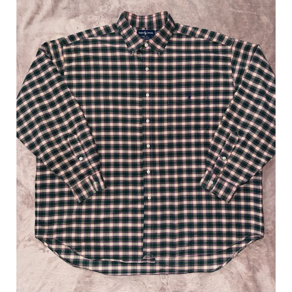 Ralph Lauren Men's Big Shirt Heavy CottonPlaid 2XLarge